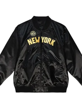 New York Knicks Satin Black Varsity Jacket
