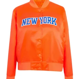 New York Knicks Satin Orange Varsity Jacket