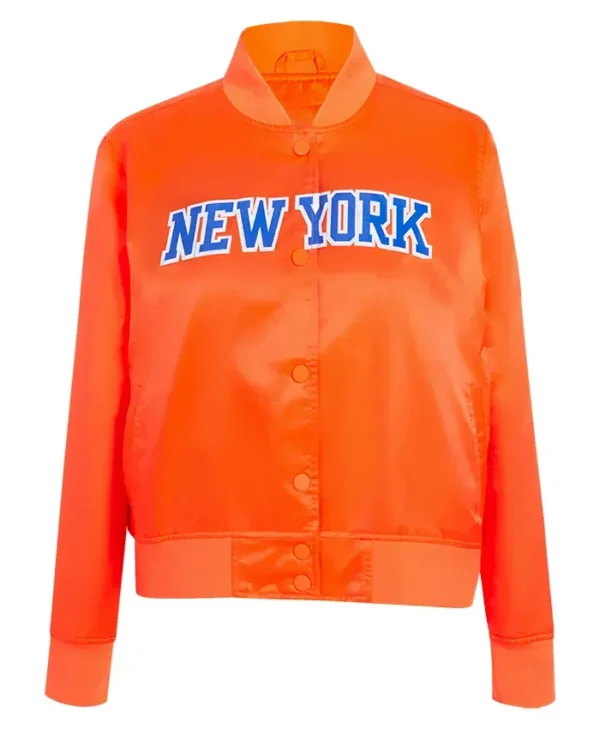 New York Knicks Satin Orange Varsity Jacket