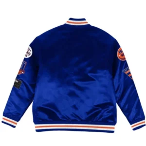 New York Knicks Satin Royal Blue Jacket back