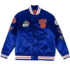 New York Knicks Satin Royal Blue Jacket front