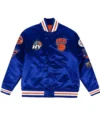 New York Knicks Satin Royal Blue Jacket front