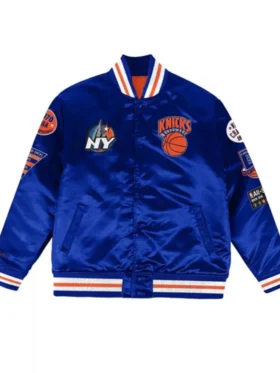 New York Knicks Satin Royal Blue Jacket front
