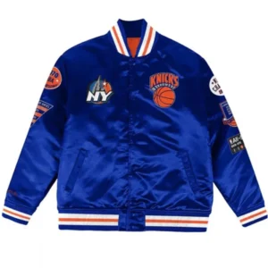 New York Knicks Satin Royal Blue Jacket front