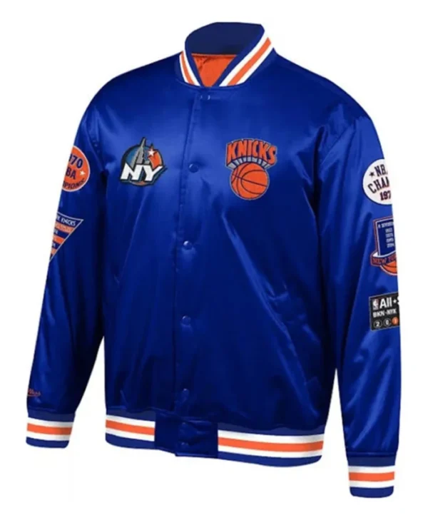 New York Knicks Satin Royal Blue Jacket left