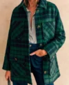 Niamh Algar Playing Nice Green Tartan Plaid Coat For Sale