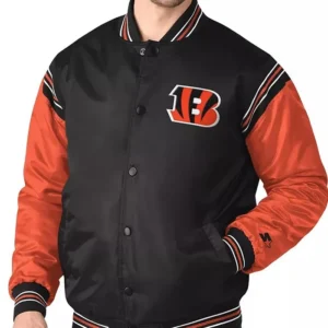 Niels NFL Bengals Black Satin Full Snap Jacket