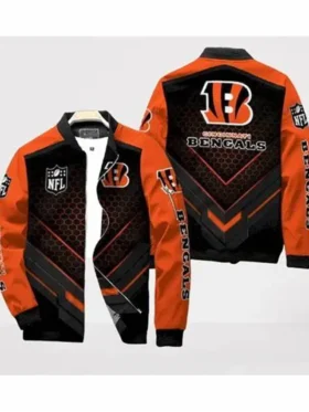 Nikos Cincinnati Bengals Black Multi Color Bomber Jacket