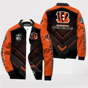 Nikos Cincinnati Bengals Black Multi Color Bomber Jacket
