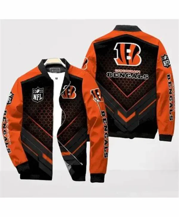 Nikos Cincinnati Bengals Black Multi Color Bomber Jacket