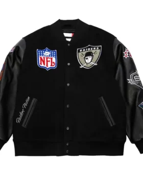 Oakland Raiders Blackout Vintage Varsity Jacket