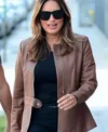 Olivia Benson Law Order SVU Brown Leather Jacket For Sale