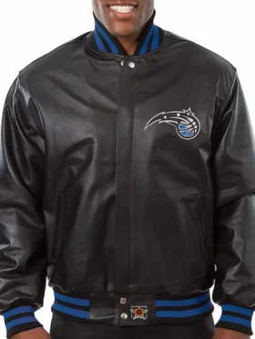 Orlando Magic Black Leather Bomber Jacket 1