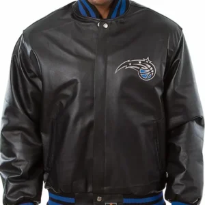 Orlando Magic Black Leather Bomber Jacket 1