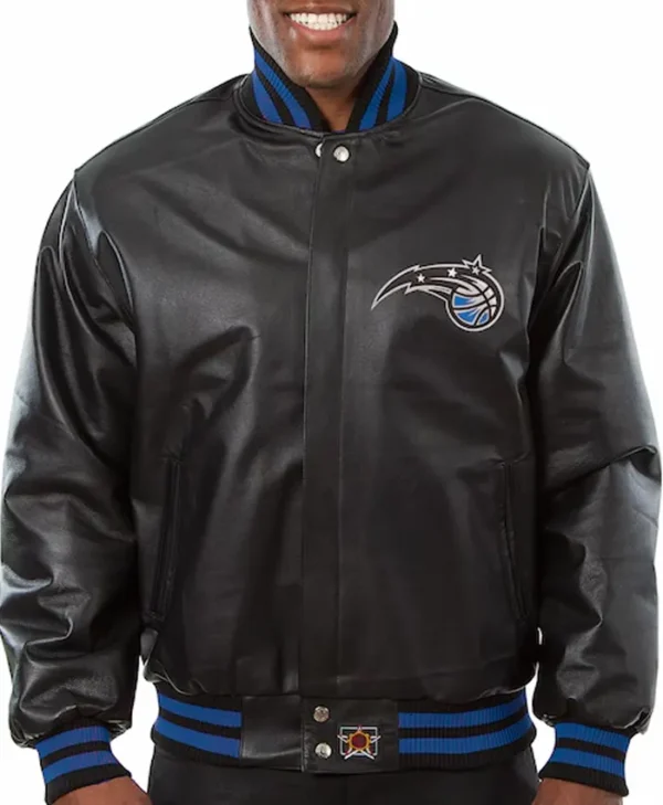 Orlando Magic Black Leather Bomber Jacket 1