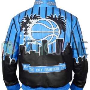 Orlando Magic Blue And Black Leather Jacket back