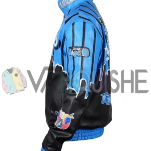 Orlando Magic Blue And Black Leather Jacket left