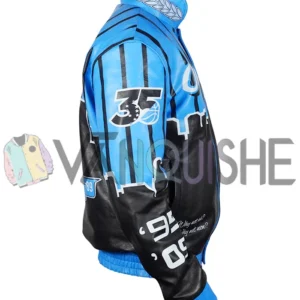 Orlando Magic Blue And Black Leather Jacket right