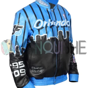 Orlando Magic Blue And Black Leather Jacket right curve