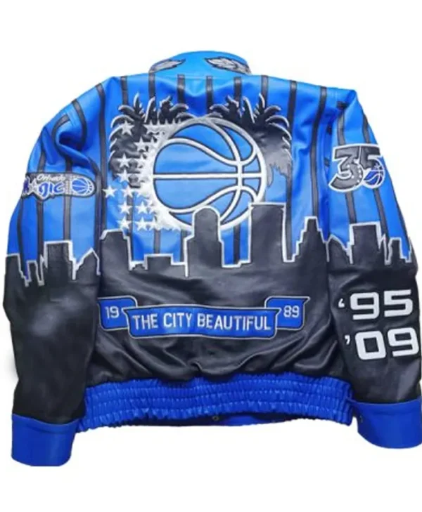 Orlando Magic Blue Black Leather Jacket