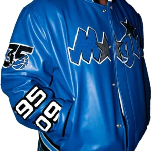 Orlando Magic Blue Leather Bomber Jacket