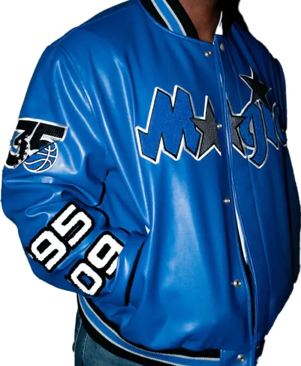 Orlando Magic Blue Leather Bomber Jacket