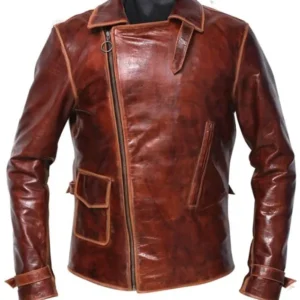 Osborn Mens Brown Leather Full Zipper Jacket 