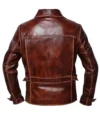 Osborn Mens Brown Leather Full Zipper Jacket Back