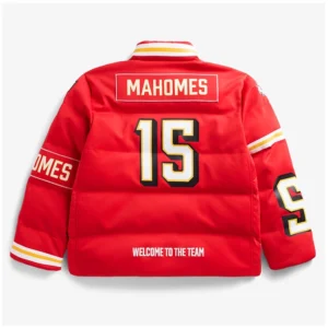Patrick Mahomes Red Off Season Player Kansas Puffer Jacket For Sale