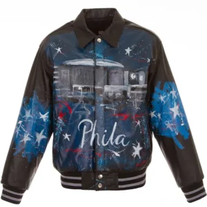 Philadelphia 76ers Leather Black Bomber Jacket