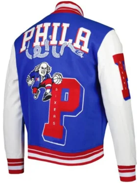 Philadelphia 76ers Letterman Wool Varsity Jacket Back