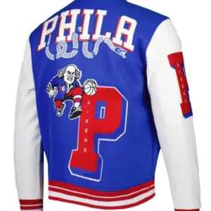 Philadelphia 76ers Letterman Wool Varsity Jacket Back