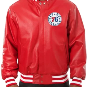 Philadelphia 76ers Red Varsity Leather Jacket