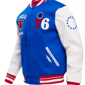 Philadelphia 76ers Royal Blue Varsity Jacket Side