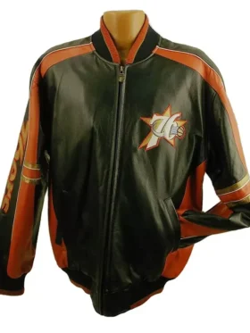 Philadelphia 76ers Vintage Leather Zipper Jacket