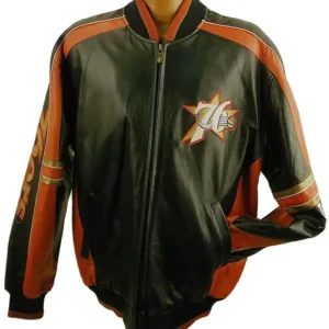 Philadelphia 76ers Vintage Leather Zipper Jacket