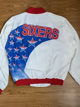 Philadelphia 76ers White Vintage Jacket Back