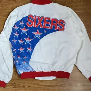 Philadelphia 76ers White Vintage Jacket Back
