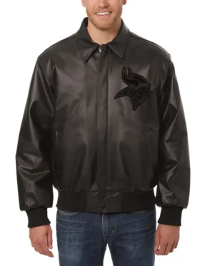Philip Minnesota Vikings Black Leather Jacket