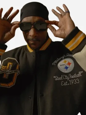 Pittsburgh Steelers Snoop Dogg Varsity Letterman Jacket front
