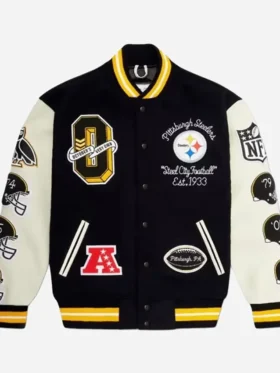 Pittsburgh Steelers Snoop Dogg Varsity Letterman Jacket shoot front