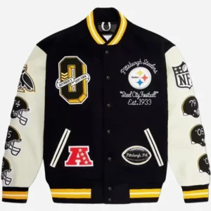 Pittsburgh Steelers Snoop Dogg Varsity Letterman Jacket shoot front
