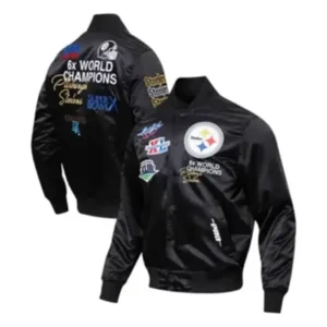Pittsburgh Steelers Super Bowl Satin Black Varsity Jacket