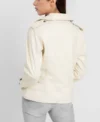 Riveted Womens Beige Leather Motorcycle Jacket Back