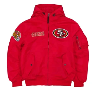 Rollins San Francisco 49ers Red Hooded Bomber Jacket