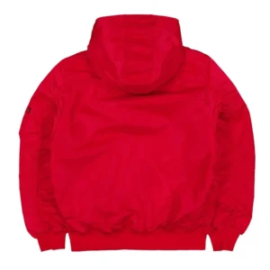Rollins San Francisco 49ers Red Hooded Bomber Jacket Back