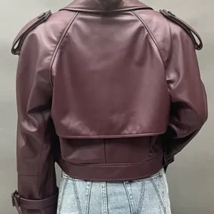 Rosie Women Real Leather Cropped Jacket Back