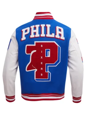 Roxanne Philadelphia 76ers Blue Wool Varsity Jacket Back
