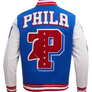 Roxanne Philadelphia 76ers Blue Wool Varsity Jacket Back
