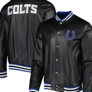 Royce Hudson Indianapolis Colts Black Satin Varsity Jacket